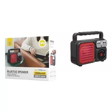 Parlante Altavoz Portátil Bluetooth Luz Led 1800mah Nf-4071 Color Rojo