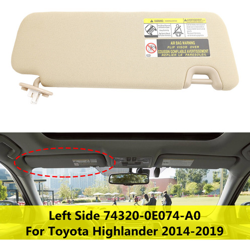 Visera Izquierda Con Luz De Tocador Para Toyota Highlander 1 Foto 3