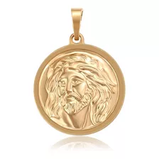 Medalla Dije Cara Cristo Católico Oro 18k Lam Calidad Premiu