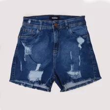 Short De Jean C/ Roturas Elastizado Mujer - Todos Los Talles