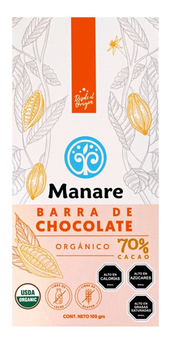 Chocolate 70% Cacao Orgánico Manare