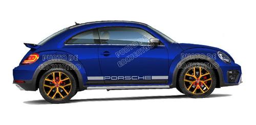 Stickers Franja Lateral Para Porsche Vw Beetle+espejos 4 Pzs Foto 4