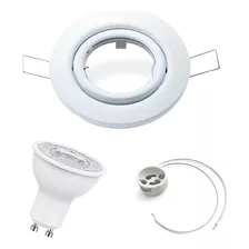 Spot Led Embutir Móvil Redondo Blanco Dicroica 6w Completo