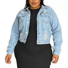 Jaqueta Jeans Plus Size Moda Feminina Blusa De Frio Desfiada