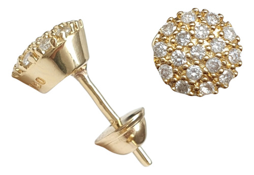 Brinco Vivara Pavê De Diamantes 0,30ct Em Ouro 18k 750 Amarelo