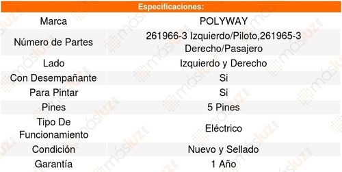 Set 2 Espejos Polyway Subaru Legacy 15_16 Foto 3