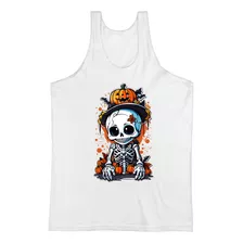 Camiseta Regata Cute Esqueleto Halloween