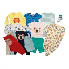 Lote Roupa De Bebê 13 Pçs Body Mijão Macacão Shorts Menino