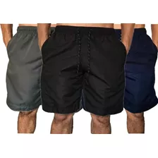 Kit 3 Shorts Tactel Masculino C/3 Bolsos Treino Academia 