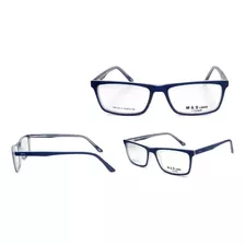 Lentes Montura Azul Mate Interno Transparente