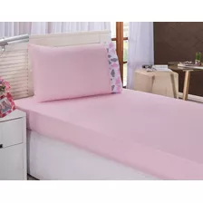 Jogo De Lençol Cama Box Solteiro Nuvem Rosa 2pçs 200 Fios