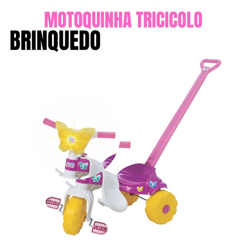 Triciclo Motoca Infantil Butterfly Rosa Magic Toys Sem Luz