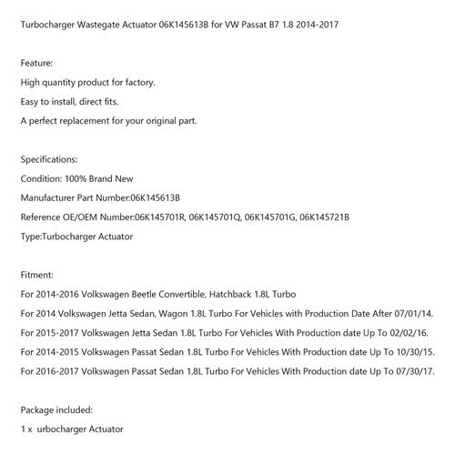 Actuador Wastegate De Turbocompresor Para Vw Passat B7 1.8 1 Foto 5