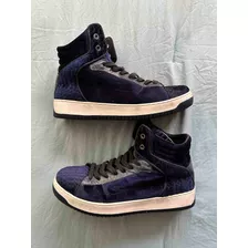 Tenis Bota De Terciopelo Azul Marino Zara Hombre