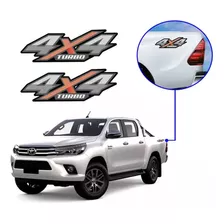 Par De Adesivo 4x4 Turbo Nova Hilux 2016 2017 2018 Emblema