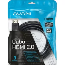 Cabo Hdmi 3m 2.0 19 Pinos Ethernet 3 Metros 4k Ultra Hd 3d