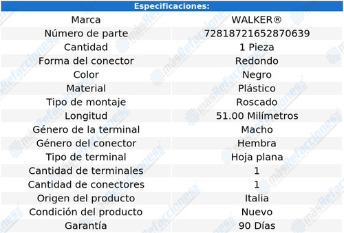 Bulbo Presin De Aceite Rondo L4 2.4l De 2007 A 2010 Walker Foto 5