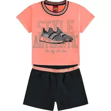 Conjunto Infantil Feminino Curto Rosa Neon Style - Kyly