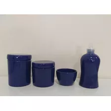 Kit Higiene Bebê Porcelana Azul Marinho 04 Peças