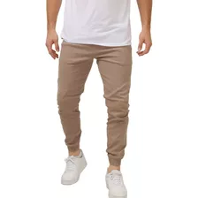 Calça Jogger Masculina Jeans Sarja Camuflada Elástico Lycra