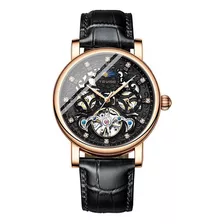 Reloj Tevise T867d Cuerda Automática Moon Phase Leather