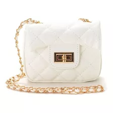 Bolsa Feminina Mini Bag Pequena Alça De Corrente Transversal Cor Branco