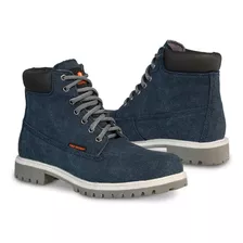 Bota Hombre Casual Vestir Botin Pro Work 77611 Lona Azul