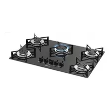 Cooktop Fischer 5 Bocas Trad Gás Mesa Vidro Preto