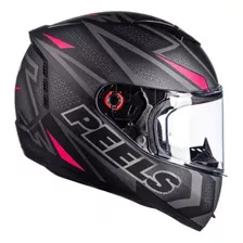 Capacete Fechado Feminino Peels Icon Fast Preto Rosa Fosco 