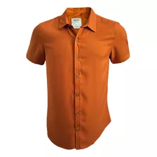 Camisa Masculina Social Manga Curta Viscose Telha