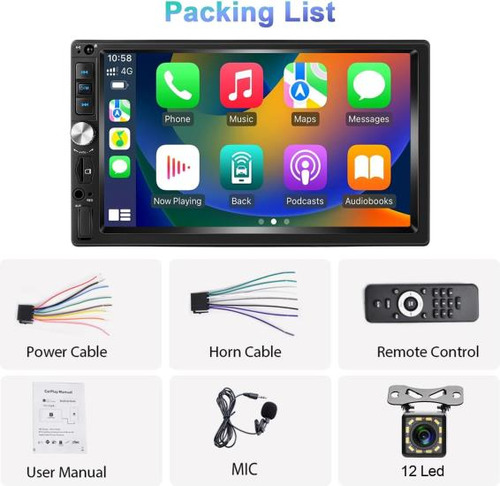 Estreo Para Automvil Podofo Con Carplay Android Auto Radio Foto 7