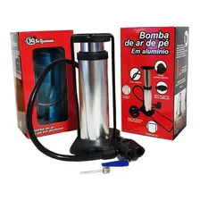 Bomba Compressor Pedal Alumínio Com Bicos Pneus Bolas Cor Variadas