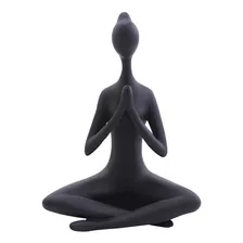 Estatua Mulher Posição Yoga Enfeite Decorativo Para Sala Cor Preto