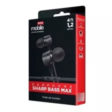 Fone De Ouvido Easy Sharp Bass Max - Preto Cabo P2 De 1,2m