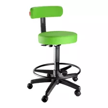 Cadeira Mocho Giratória Com Encosto Slim Verde 