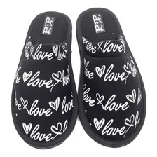 Pantufla Dama Mujer Acolchadas Love Jersey Invierno Abrigada