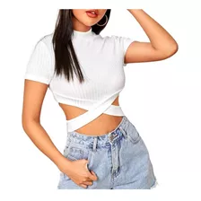 Cropped Feminino Branco Canelado Duas Tiras Lançamento 