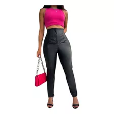 Calça Skinny Cintura Alta Estilo Zra De Couro Estilosa 