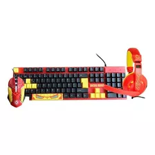 Kit Gamer Marvel Iron Man 3 En 1 Teclado+mouse+audifonos