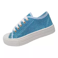 Tênis Infantil Feminino Glitter Rose Azul E Preto Barato