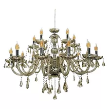 Lustre De Cristal Legítimo K9 Candelabro 18 Braços Conhaque