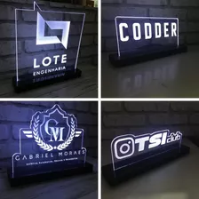 Display De Led - Acrílico Personalizado Com Frase Ou Logo