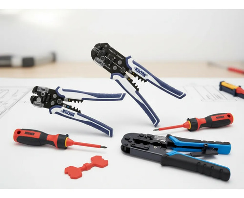 Kit Bremen: 1 Crimpeadora Tubulares + 1 Pelacables Automático + 1 Crimpeadora Rj + 1 Set Destornilladores