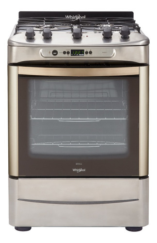 Cocina Whirlpool Wf560xt Gas Natural 4 Hornallas  Inox 220v Puerta Con Visor 71.1l