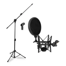 Shockmount Arcano Com Pop Filter Mn-2 E Pedestal Kit Estúdio