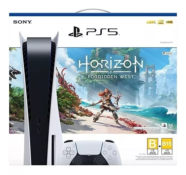 Sony Playstation 5 825gb Horizon Forbidden West Bundle Cor  Branco E Preto