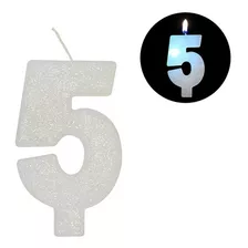 Vela De Aniversário Número 5 Led 8,7cm Silver Festas