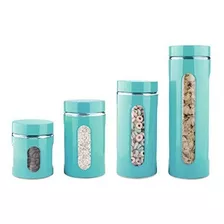 Home Basics 4piece Glass Canister Cylinder Set With Clear Wi