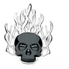 Dije Calavera Swarovski 14mm Con Llamas Plata Sterling