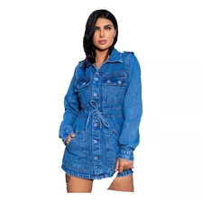 Parka Max Jaqueta Feminina Longa Casaco Jeans